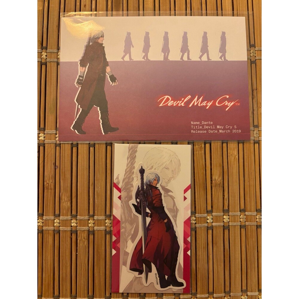 Official Devil May Cry Dante Great Capcom Exhibition Postcard & Sticker